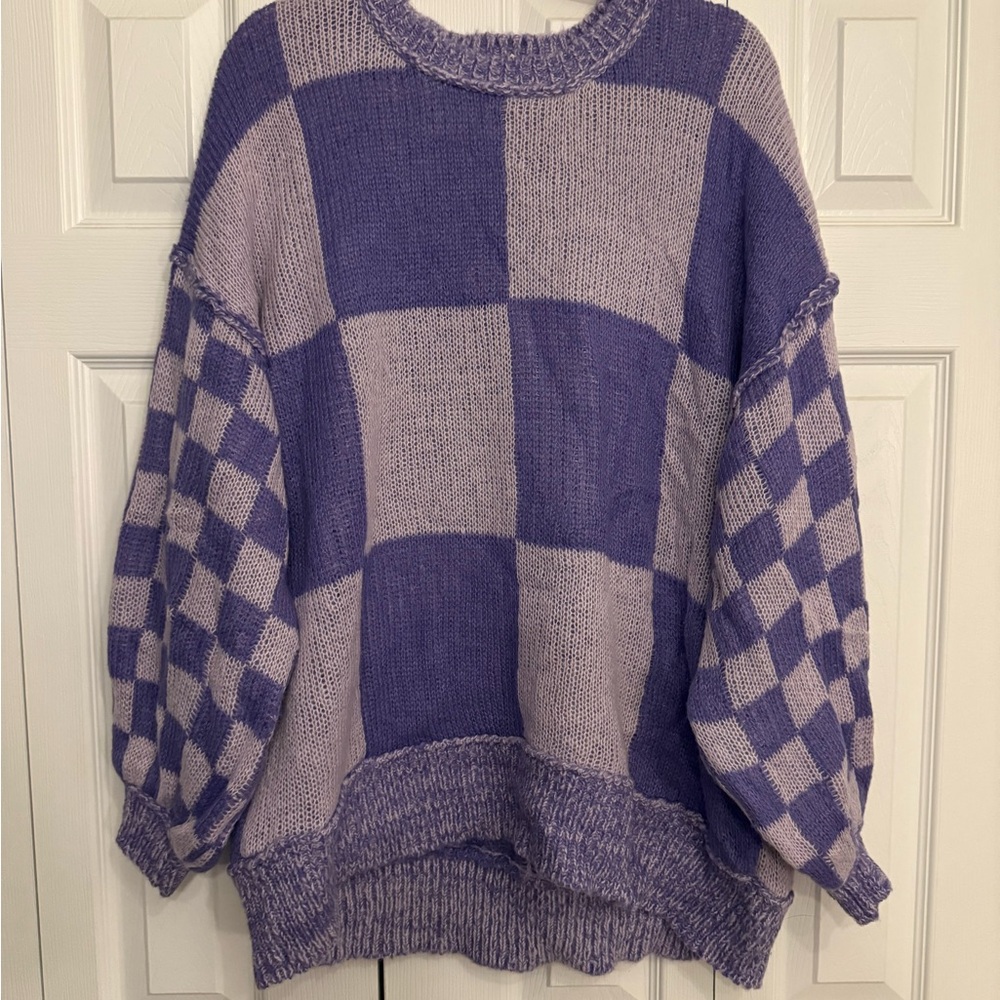 Fantastic Fawn Lavender and Purple Checkered Sweater